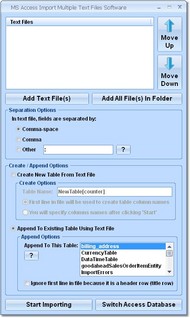 MS Access Import Multiple Text Files Software screenshot